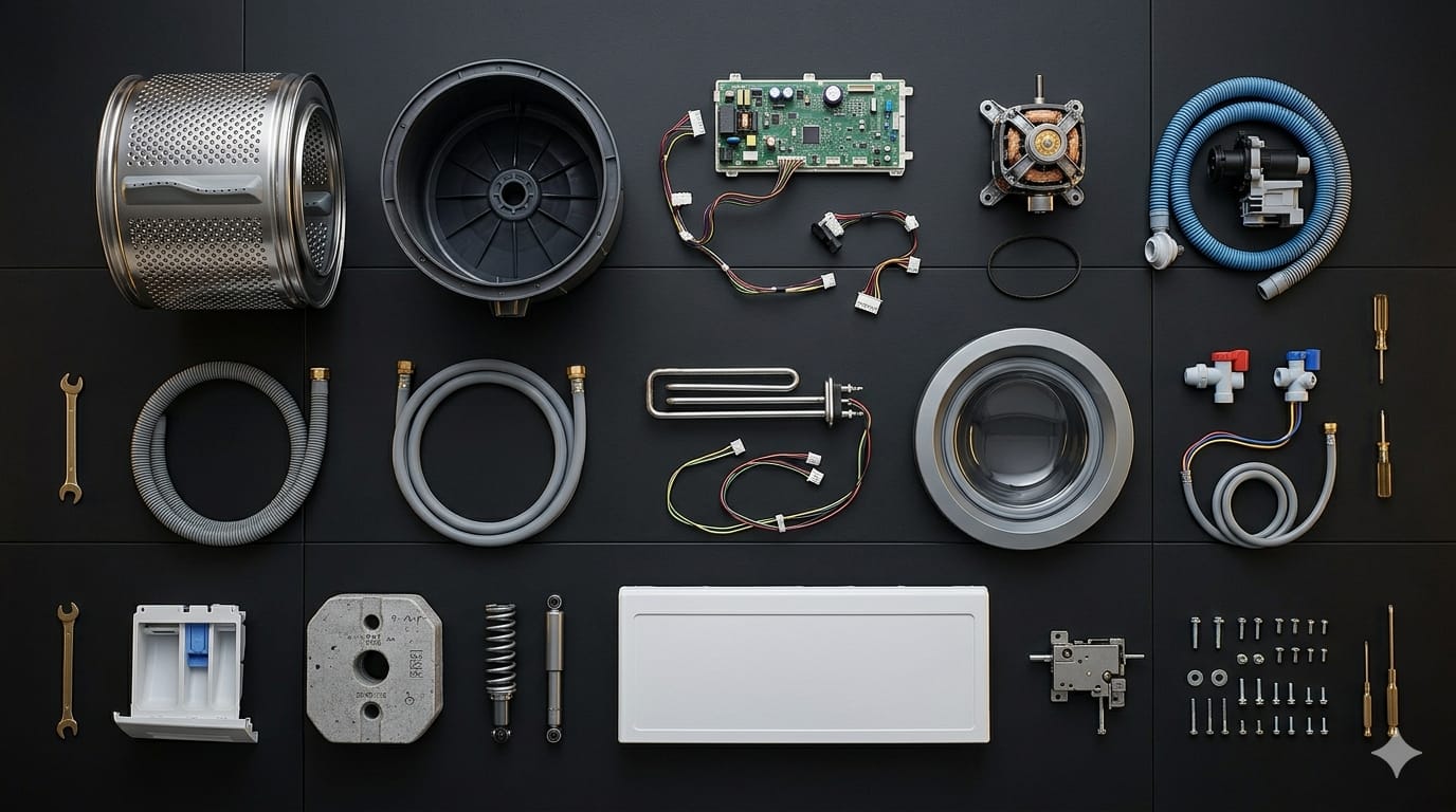 Flat-lay of every appliance component